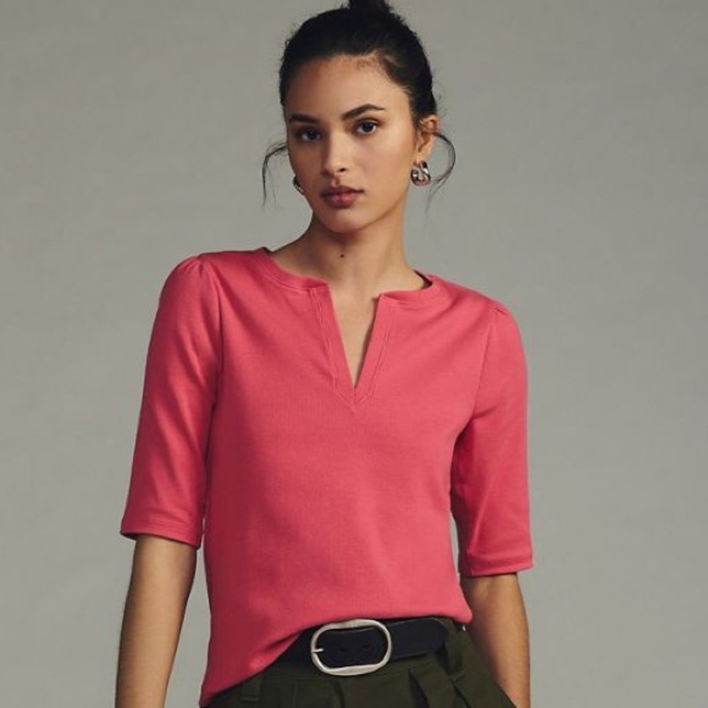 NWT Anthropologie Maeve Split Neck Top SZ XL